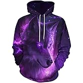Imcanpen Unisex Novelty Wolf Graphic Hoodie 3D Print Animal Fashion Pocket Sweatshirt