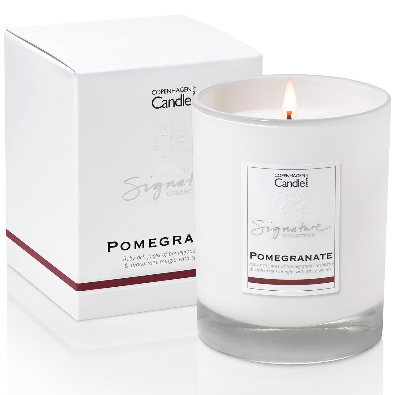 Luxury Scented Candles Gifts for Women | Natural Wax Blend | 45 Hours Burn time | Hotel Collection | The Copenhagen Company - Pomegranate (7oz)