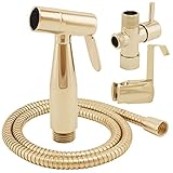 ShowerMaxx Premium Cloth Diaper Sprayer - Adjustable Handheld Toilet Bidet Water Cleaner - Complete Set with Hose, T-Valve, Tank/Wall Mount & Plumber's Tape - Polished Brass - Easy to Install & Use