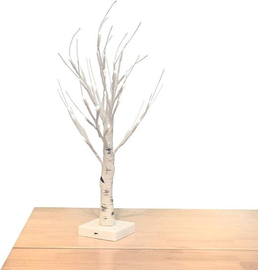 Obelon Silver Birch Twig Tree With Light Pre Lit 32 Led Lights