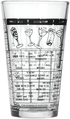 American Metalcraft Bar Mixing Glass with Drink Recipes 16 oz