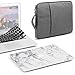 GMYLE MacBook Air 13 Inch Case A1466 A1369 Old Version 2010 2017, Handle Carrying Sleeve Bag, Keyboard Cover 3 in 1 Set (White Marble & Grey)