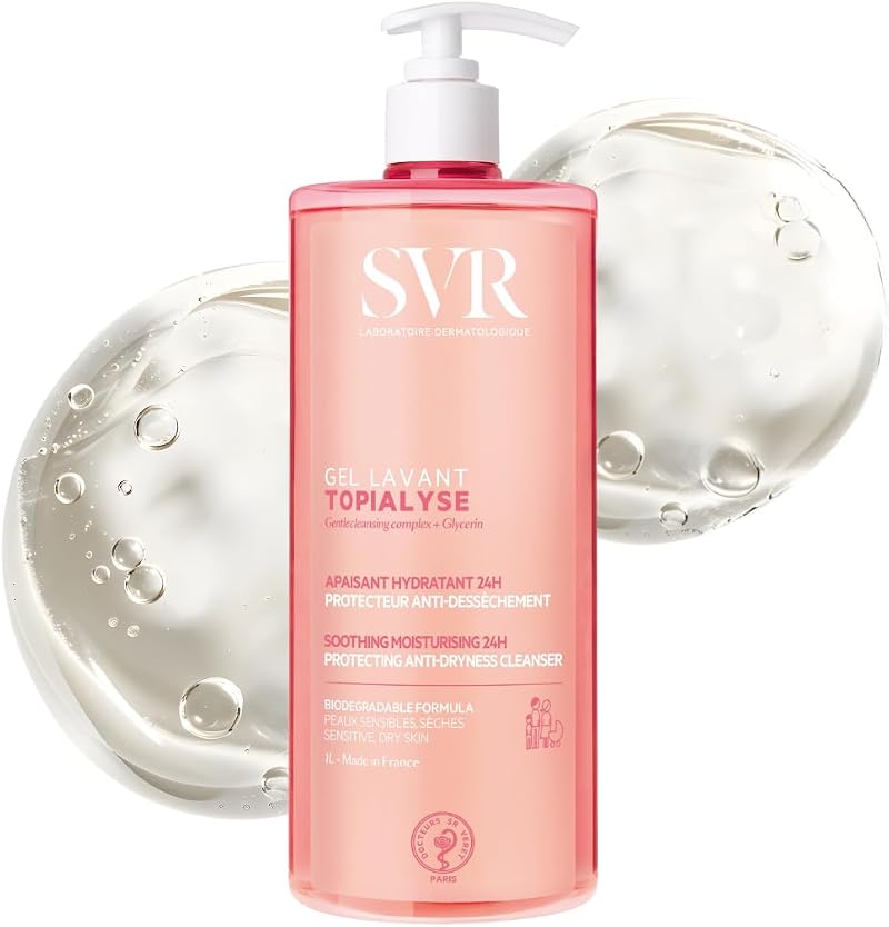 SVR Topialyse 24h Hydrating Gel Wash 1L for Dry Sensitive Skin
