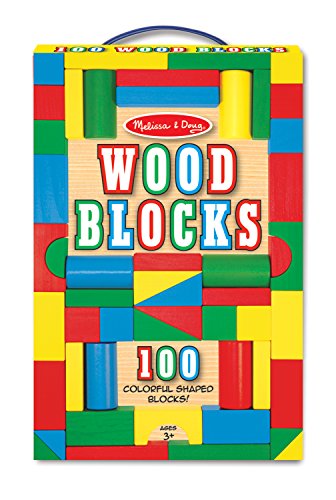 Melissa & Doug 100 Wooden Building Blocks with Storage Box