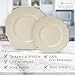 PARTY DISPOSABLE 40 PC PLASTIC PLATE SET | 20 Dinner Plates | 20 Side Plates | Heavyweight Plastic Dishes | Elegant Fine China Look | for Upscale Wedding and Dining - Baroque, Ivory