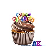 Decorazioni commestibili in wafer per cupcake, motivo palloncini e scritta "Happy Birthday", 12 pezzi
