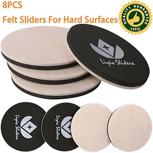 8-PACK Reusable Round Felt Furniture Moving Sliders,4-Pack 5" Felt Slider PLUS 4-Pack 3.5" Felt Furniture Sliders For Wood Floor,Furniture slider,Felt Sliders,Furniture Mover