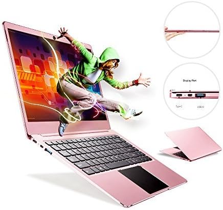 Fenniu Ultra Thin 14 inch Laptop Computer Intel Apollo Lake Celeron N3450 4GB Ram 64GB eMMC Supports M.2 SSD Upgrade(Up to 512 GB), USB 3.0, Bluetooth, Type C, Webcam, Windows 10 PC, Rose Gold
