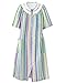 National Rainbow-Stripe Plisse House Coat, Multi, Large - Misses, Womens