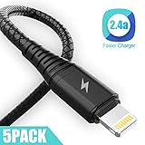 SMALLElectric iPhone Charger Cable, 3ft 5Pack Lightning Cable to UBS A Charging Cable Compatible with iPhone 11 Xs Max XR X 8 Plus 7 Plus 6 Plus SE iPad Pro iPod (Black)