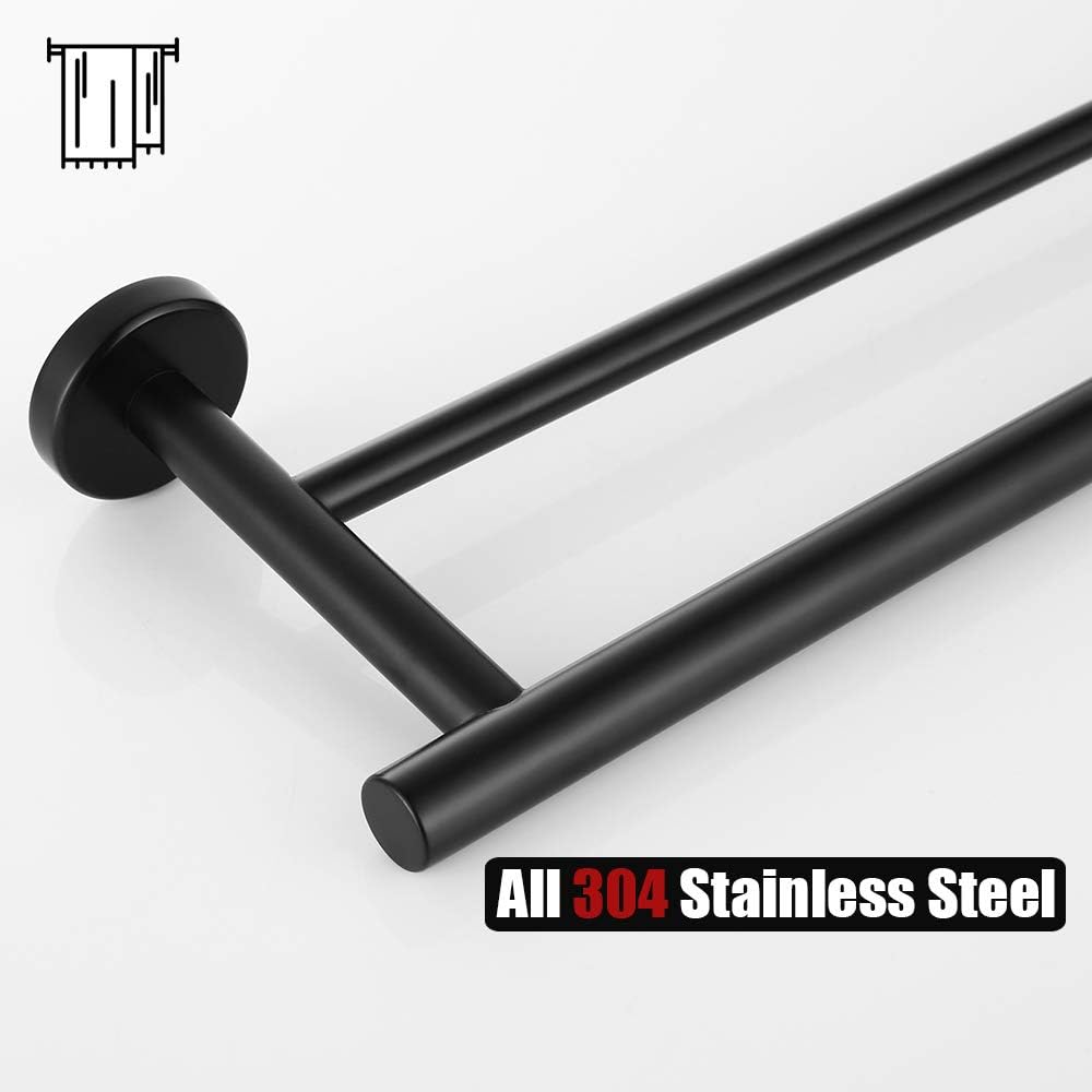 JQK Double Bath Towel Bar, Matte Black 30 Inch Stainless Steel Towel Rack for Bathroom, Towel Holder Wall Mount, 33 in Total Length, TB100L30-PB: Home & Kitchen