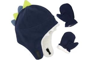 SARFEL Baby Boy Sherpa Hats and Mittens Set Toddler Gloves Warm Fleece Winter Hat Baby Girl