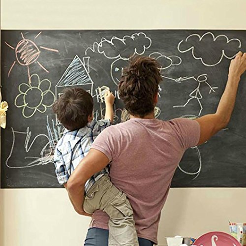 SUKEQ Sticky Chalkboard Contact Paper, Self Adhesive Removable Wall Sticker Erasable Vinyl Blackboard Sticker for School, Office, Home, 18” X 79”