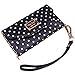 iPhone 6 6s Plus Wallet Case, True Color Premium Leatherette Polka Dots Wristlet Clutch Folio Tri-Fold Wallet Purse Case Cover with Removable Wrist Strap for iPhone 6 6s Plus (5.5”) – Black