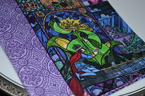 Stained Glass Beauty and the Beast Reversible Cloth Napkins/Set of 4