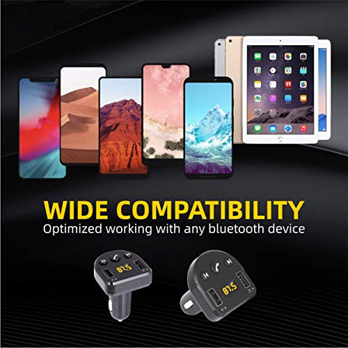 Bluetooth FM Transmitter for Car, TIANSHILI Wireless Bluetooth FM Radio Adapter Support Hands-Free Calling/USB Flash Drive MP3 Music Player and 2 USB Ports Charger