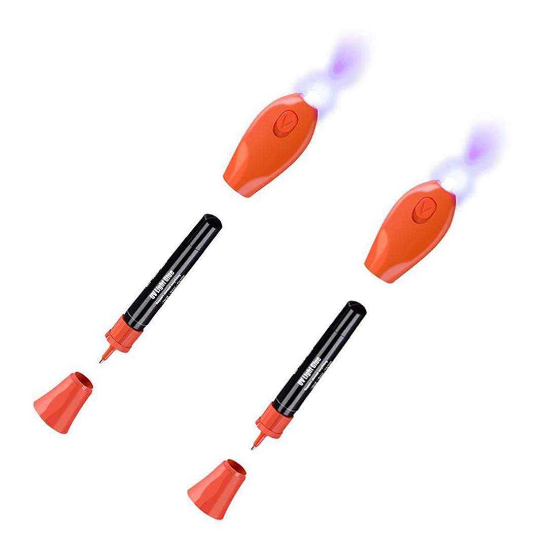 Plextone 5 Second Fix Liquid Plastic Welding UV Light Repair Pen Curing Glue UV Gel Seal Anything Ceramic Jewelry Cable Acrylic (Orange) (S209-2p)