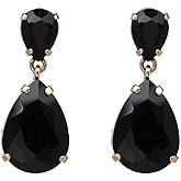 fxmimior Boho Fashion Women Black Rhinestone Geometry Circle Tassels Earrings Statement Drop Dangle Earrings Gothic Halloween Party Prom Sexy Punk Earrings for Women (Black)