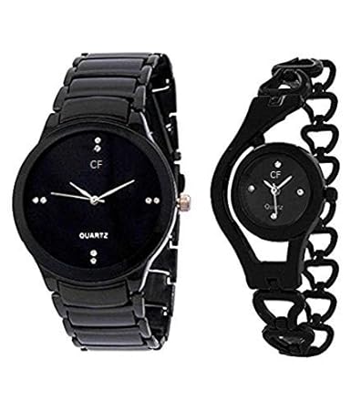 Capture Fashion Combo Of Analogue Black Stainless Steel Chain Casual Watch For Men & Women_Cp-111