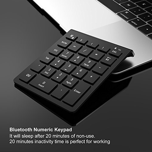 Bluetooth Number Pad, Vive Comb 28-Key External Numeric Keypad with Shortcuts Numpad for Laptop, Desktop, PC, Notebook-Black