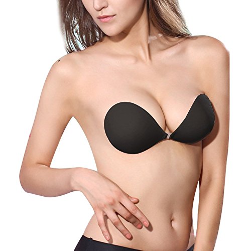 Josi Minea Self Adhesive Strapless Invisible Push-Up Bra Breast Pad Black - Thumbnail 2