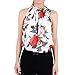Froomer Fashion Women's Halter Ruffled Neck Chiffon Blouses Sleeveless Floral Shirts (Asian XL, White)