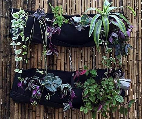 2 bolsas de fieltro para colgar macetas de jardín con 4 bolsillos ...