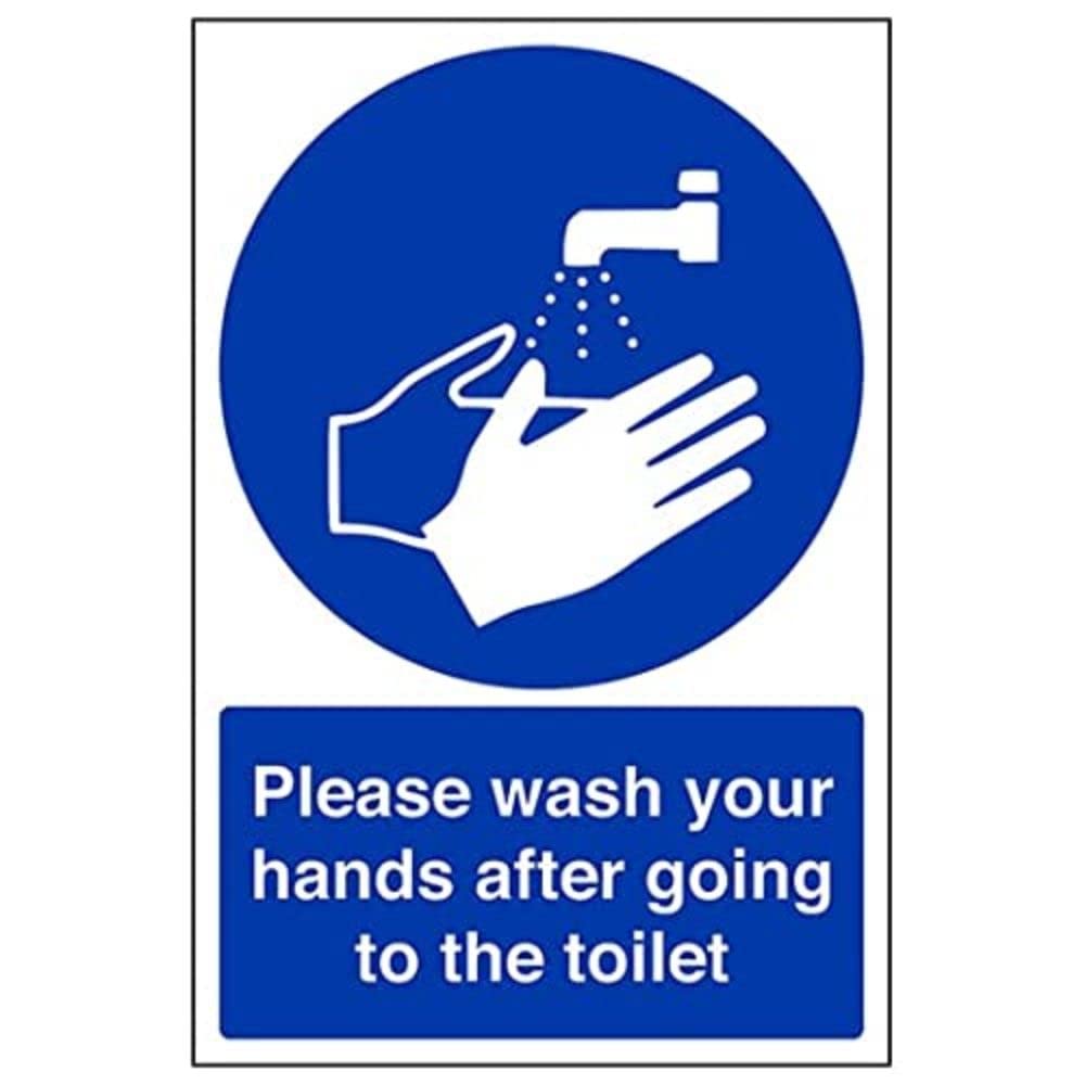V Safety Eco Friendly Mandatory General - Please Wash Your Hands After Going To Toilet - 300 X 400mm