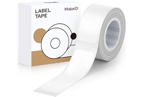 MakeID 0.47" x 0.59" Label Tape Compatible with MakeID Label Makers L1& Q1 Refills Waterproof Laminated Custom Stickers Office Labels Replacement (12mm x 35mm)