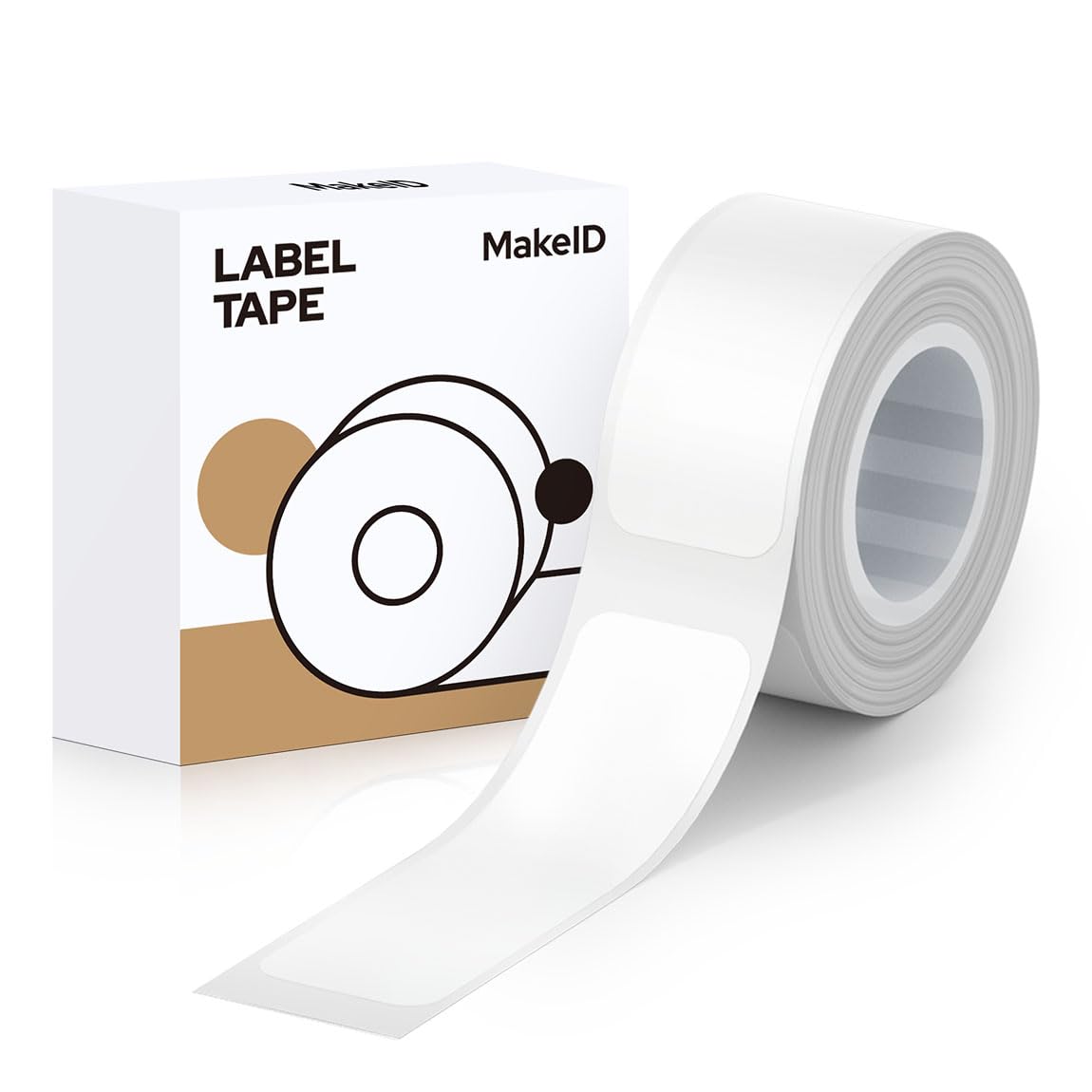 MakeID 0.63" x 13' Label Tape Compatible with MakeID Label Makers L1 Q1 Refills Waterproof Laminated Custom Stickers Office Labels Replacement 12mm x 35mm