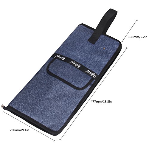 Mugig Drumstick Bag, Super Volume Support 12 Pairs Drumstick & Sheet Music and Small Accessorie for Drumstick (Blue) - Thumbnail 3