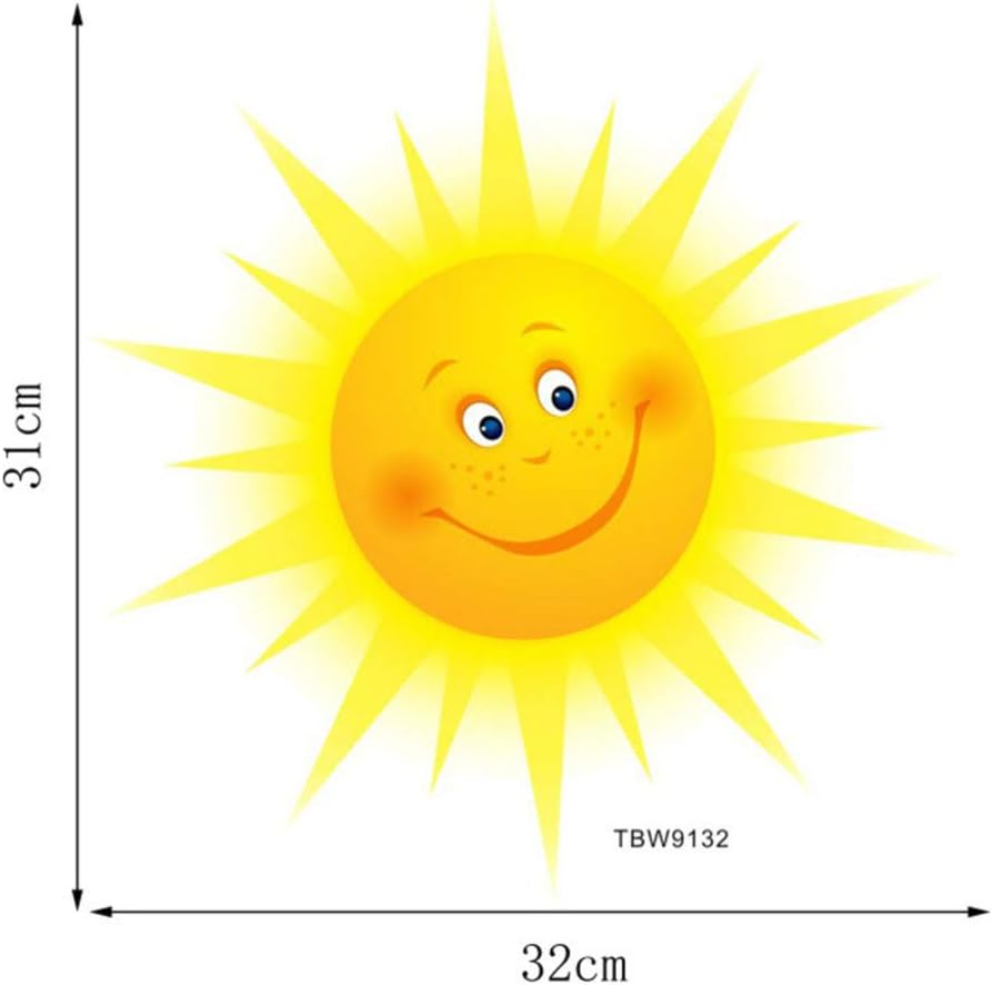 BESPORTBLE Cartoon Sun Wall Stickers - Easy Peel and Stick Sunshine Decals for Kids Rooms Nursery Bedroom and Living Room Decoration - Image 3