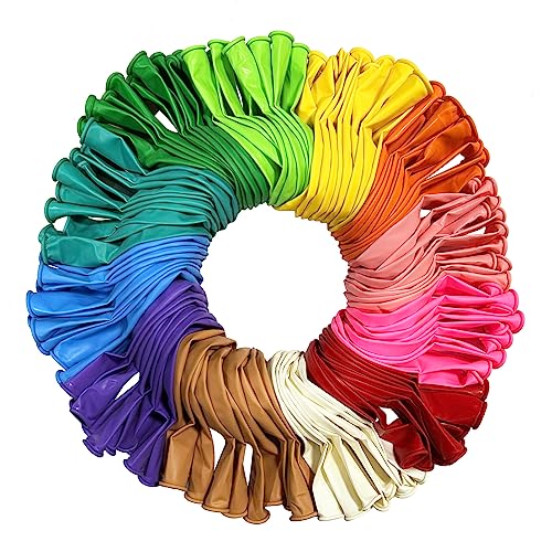 YALLOVE Latex Balloon Assorted Color, Set of 120, 12 Inch for Helium or Air Use, Thickened Balloons for Baby Shower Birthday Grad Party Arch Stand Decorations