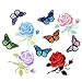 Budicool Flowers Butterfly Iron on Patches Embroidery Applique Patches for Clothes Jeans (Pack of 16 Pieces)