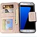 HILDA Phone Case for Galaxy S7 Edge PU Leather Case Credit Card Holder Flip Cover Case Gold