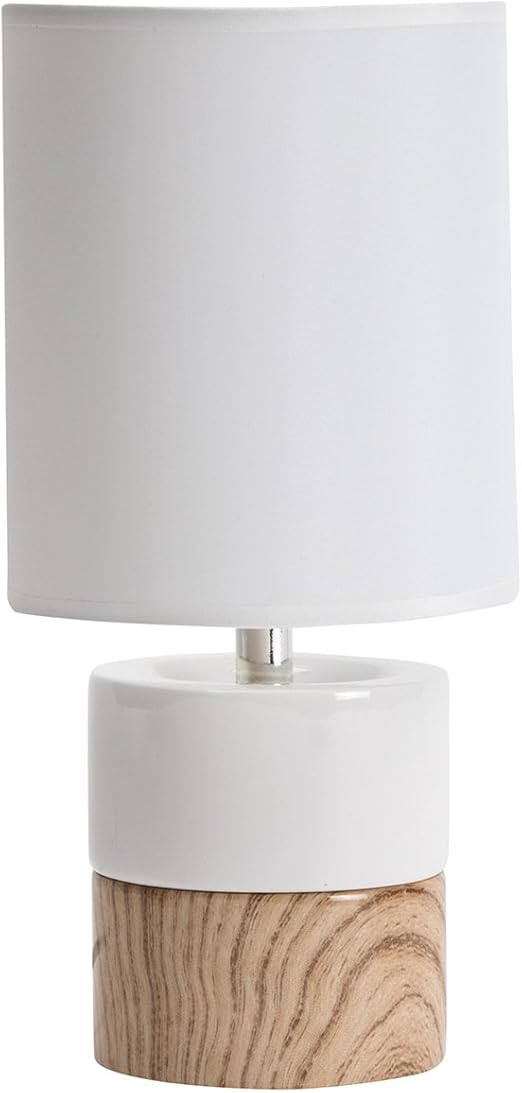 Lussiol Lampe De Chevet Karine Lampe Decoratve Ceramique Blanc Naturel 40w O14 X H29 Cm Amazon Fr Luminaires Et Eclairage
