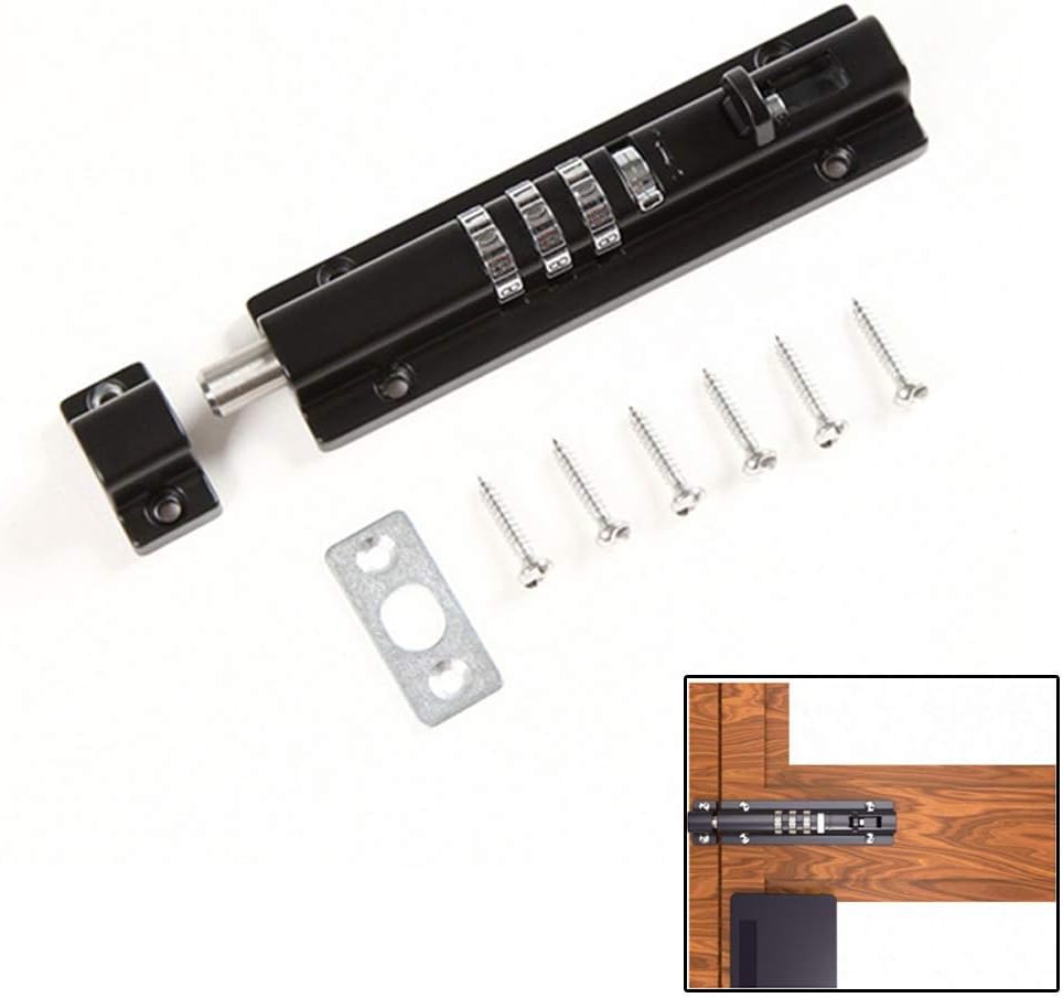 Combination Locking Bolt,Zinc+Stainless Steel Pin, 4Dial Combination