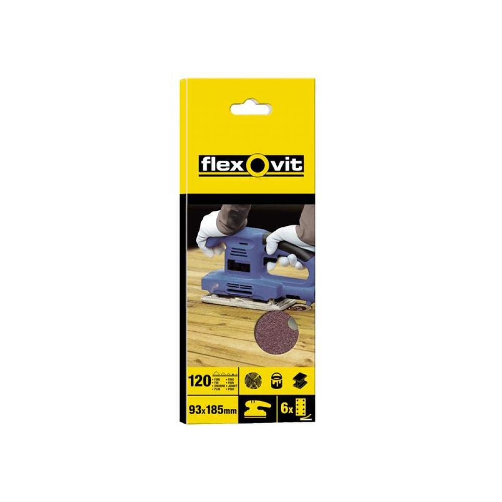 Flexovit FLV26336 Paper Backed Orbital Sheets 93mm x 230mm - 8 Hole Aligned - Fine (10pk)