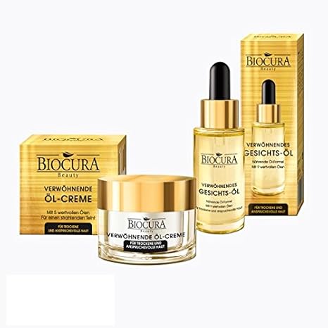 BIOCURA Beauty Set verwöhnende Öl Creme/Öl 50ml/30 ml für Trockene/Reife Haut
