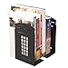 MerryNine 2 Pack Book Ends, Metal Bookends for Shelves, Telephone Booth Decorative Bookends, Non Skid Heavy Bookends, Book, Magazine or CD Organizers for Home and Office (Black-2pcs)