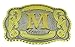 Initial Letters Western Style Cowboy Rodeo Gold Large Belt Buckles (Large Square, M LETTER)