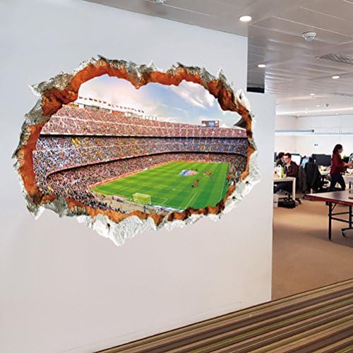 The new 3D World Cup football stadium hole stadium perspective decorative wall landscape painting PVC stickers