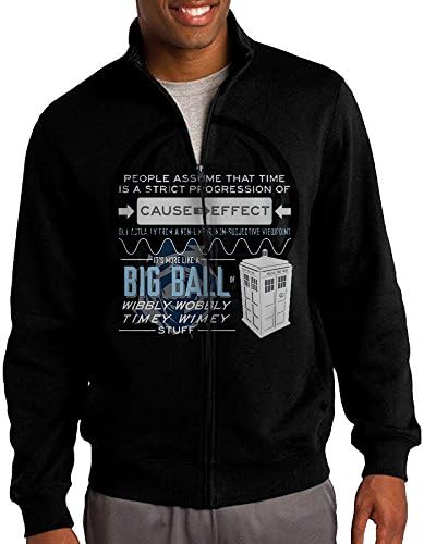 GNGN Mens Doctor Who Leisure Fashion Standup Collar Jacket Zip Sweatshirt Leisure Style XXL Black