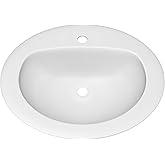 PROFLO PF20171 Rockaway 20-1/2" Oval Vitreous China Drop In Bathroom Sink with Overflow and 1 Faucet Hole at 0" Centers - Whi