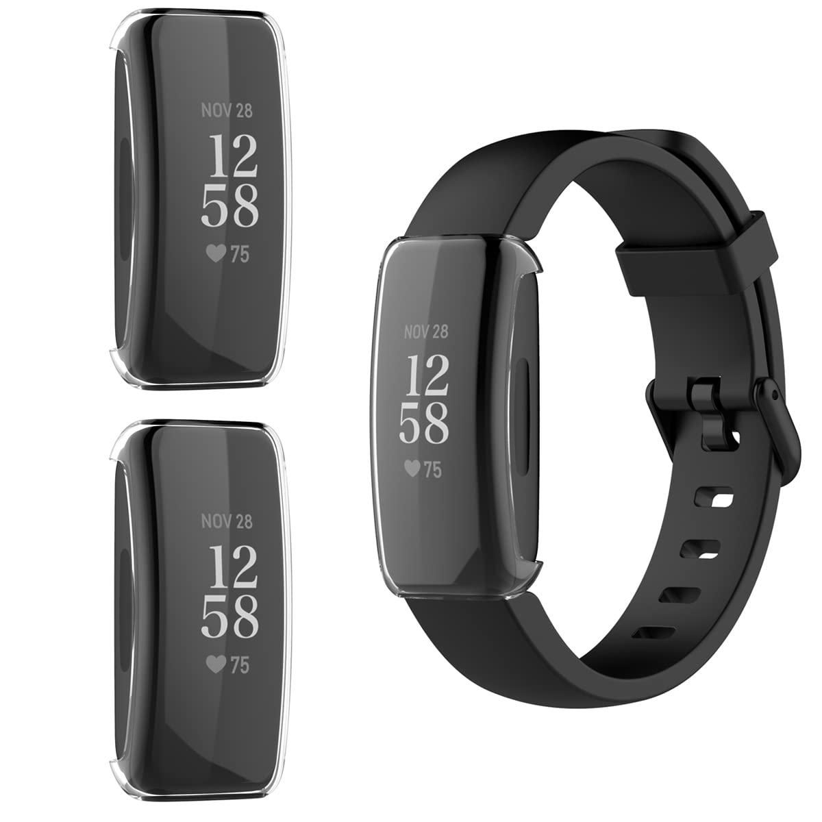 HOMTERN 2-Pack Cases Compatible with Fitbit Inspire 3 Case And Inspire 2 Case,Flexible TPU Full Cover Shell Shockproof Scratch-Proof Protector Case,2-Pack Clear