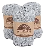 THIN Alpaca Yarn Blend FINGERING Weight Skeins - SET OF 3 SKEINS - 654 Yards Total - 150 Grams - 5.28 Ounces Total - Perfect for crocheting & knitting - ASH LIGHT GREY