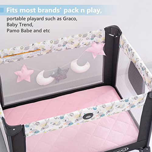 TILLYOU Cloudy Soft Pack and Play Sheet Quilted, Breathable Thick Play