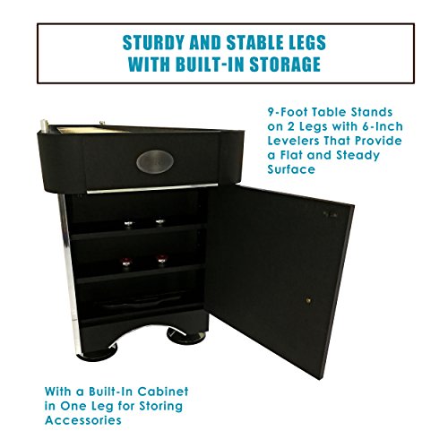 Harvil 9-Foot Shuffleboard Table with Complete Shuffleboard Accessories, Built-In Storage Cabinet, and Leg Levelers - Thumbnail 4