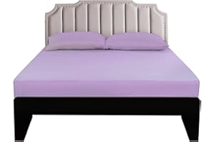 Lirex Fitted Sheet, Full Size 100% Cotton 300 Thread Count Soft Breathable Fitted Sheet, Light Purple