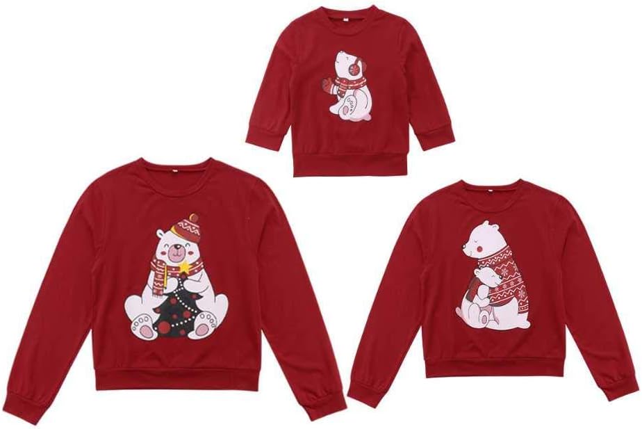 Christmas Family Matching Women Men Kids Sweatshirt Sweater Families Cute Bear Xmas T-Shirt Clothing